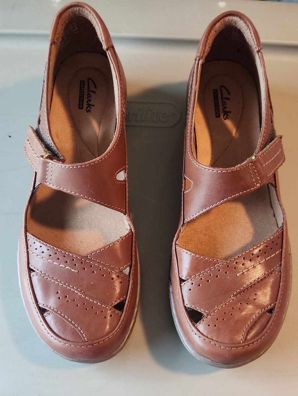 Clarks Womens Brown Leather Mary-Jane Loafers